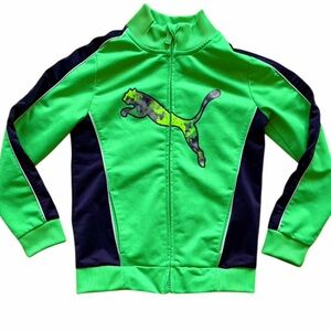 PUMA Green and Navy Zip Up Sweater